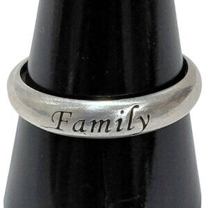 Vintage Sterling Silver "Family" Engraved Band Ring Size 9.75 Unisex Keepsake